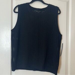 Cynthia Steffe Cotton Open Weave Sweater Vest Black XL
